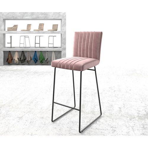 Chaise-De-Bar Luiga-Flex Cadre À Patins Métal Velours Rosé