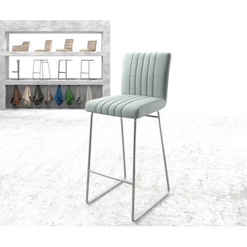 Chaise-De-Bar Luiga-Flex Cadre À Patins Acier Inoxydable Rayures Menthe