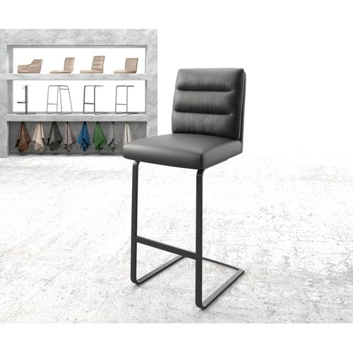 Chaise-De-Bar Pela-Flex Chaise Cantilever Métal Plat Cuir Véritable Noir