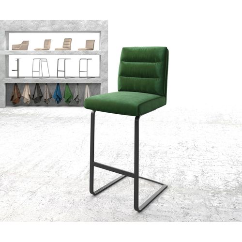 Chaise-De-Bar Pela-Flex Chaise Cantilever M?Tal Plat Velours Vert