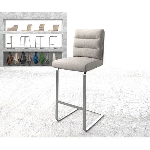 Chaise-De-Bar Pela-Flex Chaise Cantilever M?Tal Plat Inoxydable Rayures Gris Clair