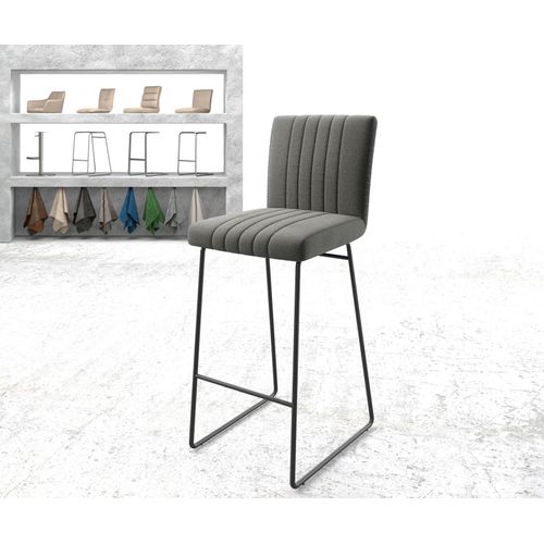 Chaise-De-Bar Luiga-Flex Cadre À Patins Métal Tissu Texturé Anthracite