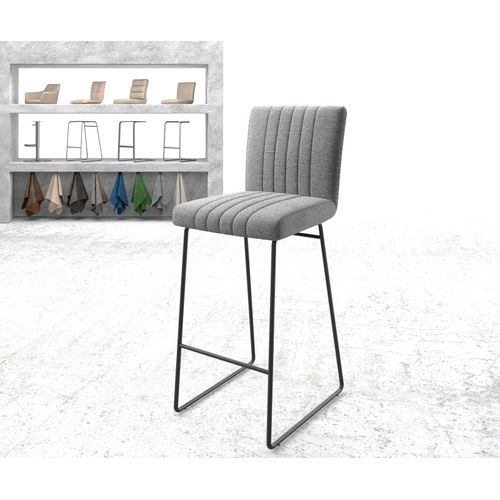 Chaise-De-Bar Luiga-Flex Cadre À Patins Métal Tissu Texturé Gris Clair