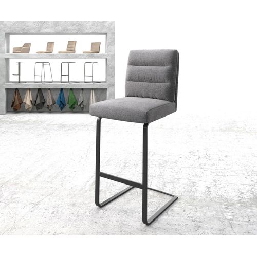 Chaise-De-Bar Pela-Flex Chaise Cantilever M?Tal Plat Tissu Textur? Gris Clair