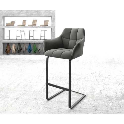 Chaise-De-Bar Yulo-Flex Chaise Cantilever Métal Plat Tissu Texturé Anthracite