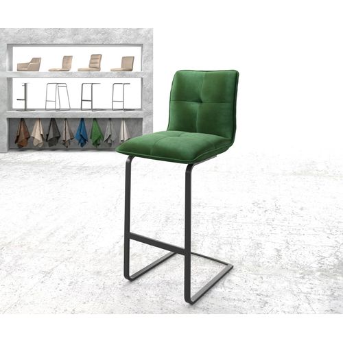 Chaise-De-Bar Maddy-Flex Chaise Cantilever M?Tal Plat Velours Vert