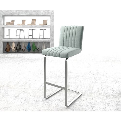 Chaise-De-Bar Luiga-Flex Chaise Cantilever M?Tal Plat Inoxydable Rayures Menthe