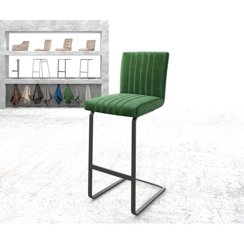 Chaise-De-Bar Luiga-Flex Chaise Cantilever M?Tal Plat Velours Vert