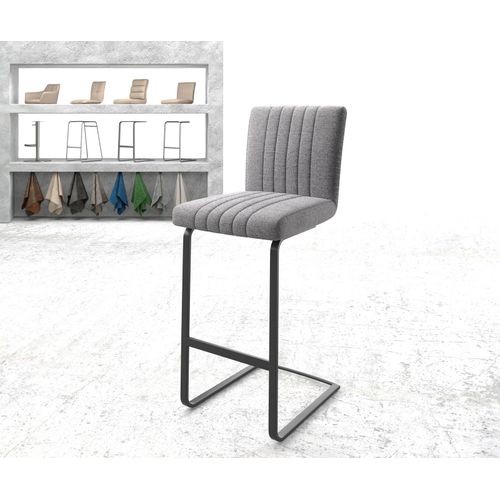 Chaise-De-Bar Luiga-Flex Chaise Cantilever M?Tal Plat Tissu Textur? Gris Clair