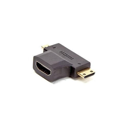 D2 Diffusion - Adaptateur HDMI - 19 pin mini HDMI Type C, 19 pin micro HDMI Type D mâle incliné pour HDMI femelle