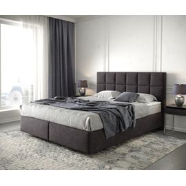 Lit ? Sommier Tapissier Dream-Fine Microfibre Noir 160x200 Avec Matelas Et Surmatelas