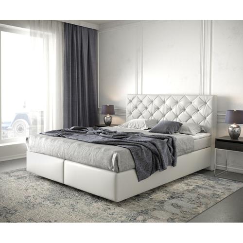 Lit À Sommier Tapissier Dream-Great Cuir Synthétique Blanc 160x200 Avec Matelas Et Surmatelas