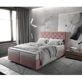 Lit ? Sommier Tapissier Dream-Great Microfibre Ros? 140x200 Avec Matelas Et Surmatelas