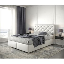 Lit À Sommier Tapissier Dream-Great Cuir Synthétique Blanc 140x200 Avec Matelas Et Surmatelas