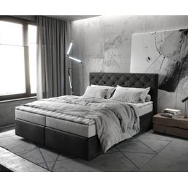Lit ? Sommier Tapissier Dream-Great Microfibre Anthracite Vintage 160x200 Avec Matelas Et Surmatelas