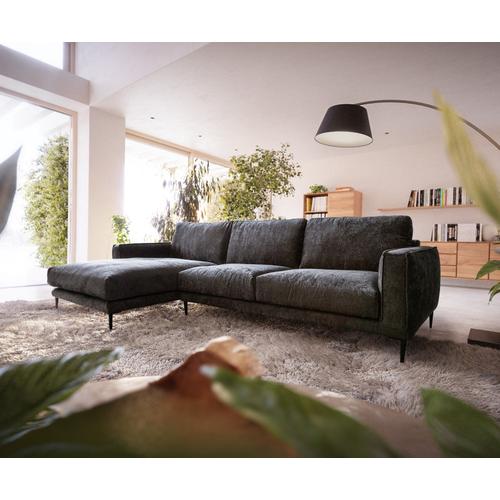 Canapé-D'angle Sottil Chenille Anthracite 290 X 165 Cm Recamière Gauche