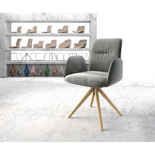 Chaise-Pivotante Vinja-Flex Cadre En Bois Angulaire Velours Gris