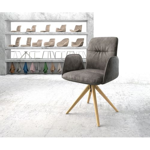 Chaise-Pivotante Vinja-Flex Cadre En Bois Angulaire Microvelours Anthracite Vintage