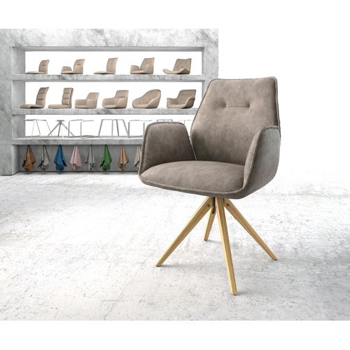 Chaise-Pivotante Zoa-Flex Cadre En Bois Angulaire Microvelours Taupe Vintage Vintage
