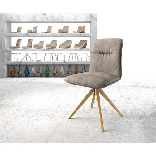 Chaise-Pivotante Vinjo-Flex Cadre En Bois Angulaire Microvelours Taupe Vintage Vintage