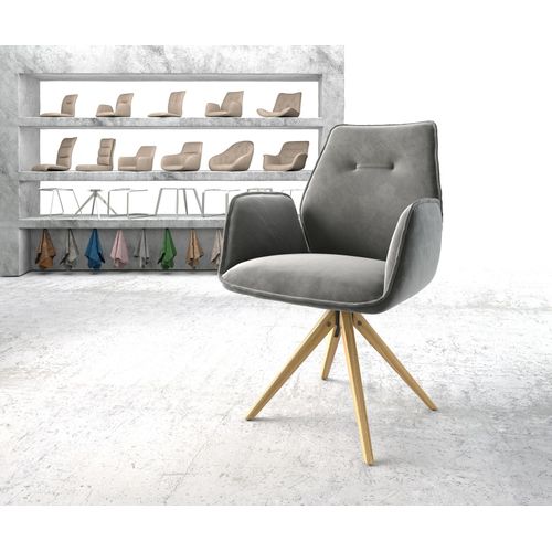 Chaise-Pivotante Zoa-Flex Cadre En Bois Angulaire Velours Gris