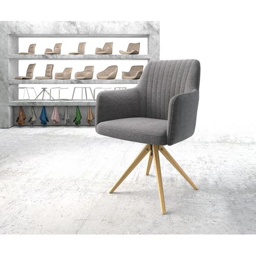 Chaise-Pivotante Greg-Flex Cadre En Bois Angulaire Tissu Texturé Gris Clair