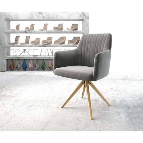 Chaise-Pivotante Greg-Flex Cadre En Bois Angulaire Velours Gris