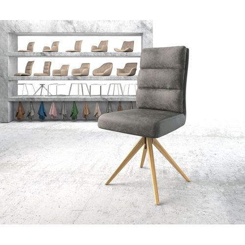 Chaise-Pivotante Pela-Flex Cadre En Bois Angulaire Microvelours Gris Vintage