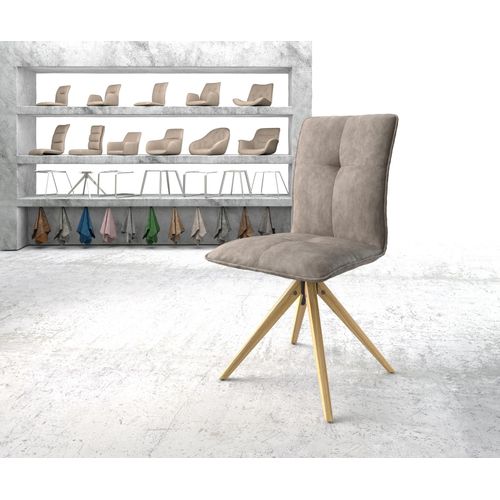 Chaise-Pivotante Maddy-Flex Cadre En Bois Angulaire Microvelours Taupe Vintage Vintage