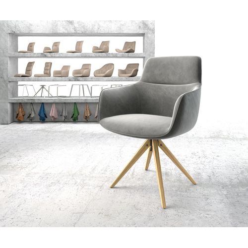Chaise-Pivotante Pejo-Flex Cadre En Bois Angulaire Velours Gris