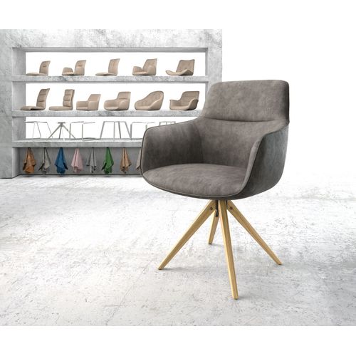 Chaise-Pivotante Pejo-Flex Cadre En Bois Angulaire Microvelours Anthracite Vintage