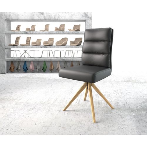 Chaise-Pivotante Pela-Flex Cadre En Bois Angulaire Cuir Véritable Noir
