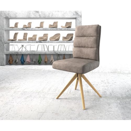 Chaise-Pivotante Pela-Flex Cadre En Bois Angulaire Microvelours Taupe Vintage Vintage