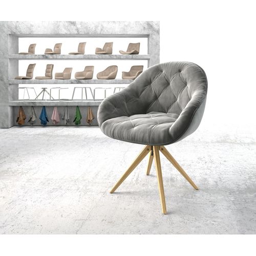 Chaise-Pivotante Gaio-Flex Cadre En Bois Angulaire Velours Gris