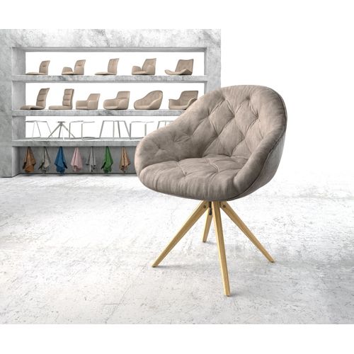 Chaise-Pivotante Gaio-Flex Cadre En Bois Angulaire Microvelours Taupe Vintage Vintage