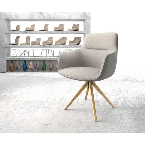 Chaise-Pivotante Pejo-Flex Cadre En Bois Angulaire Rayures Gris Clair