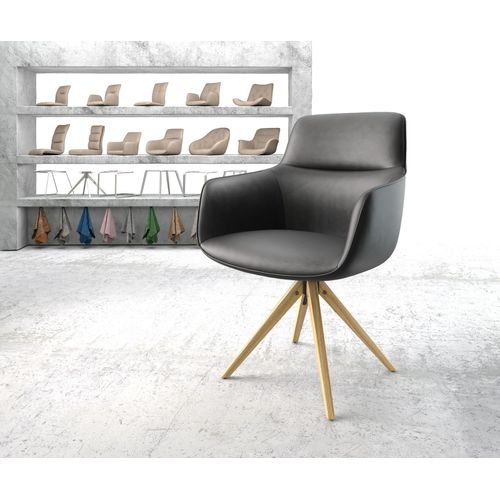 Chaise-Pivotante Pejo-Flex Cadre En Bois Angulaire Cuir Véritable Noir