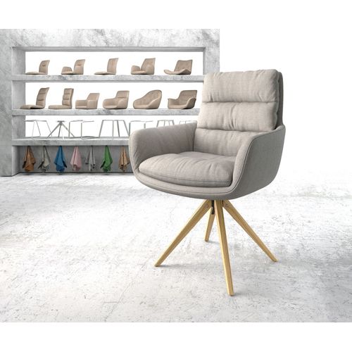 Chaise-Pivotante Abelia-Flex Avec Accoudoir Cadre En Bois Angulaire Rayures Gris Clair