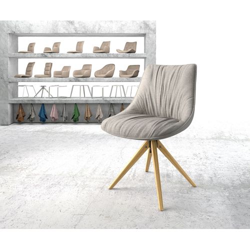 Chaise-Pivotante Elda-Flex Cadre En Bois Angulaire Rayures Gris Clair