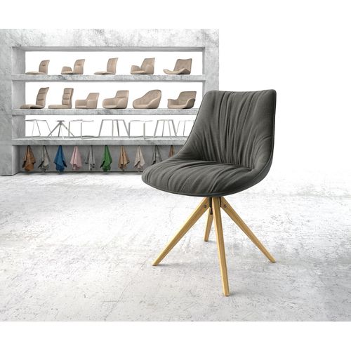 Chaise-Pivotante Elda-Flex Cadre En Bois Angulaire Tissu Textur? Anthracite