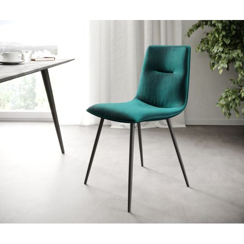 L'ensemble-De-4-Chaises Pia-Adesso Pétrole Velours 4-Pieds