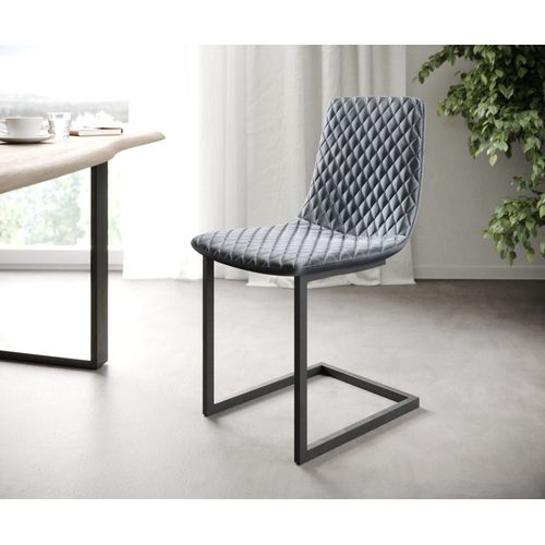 L'ensemble-De-4-Chaises Novi-Adesso Gris Velours Cantilever