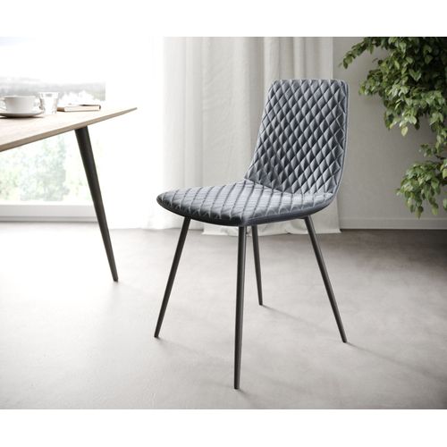 L'ensemble-De-4-Chaises Novi-Adesso Gris Velours 4-Pieds