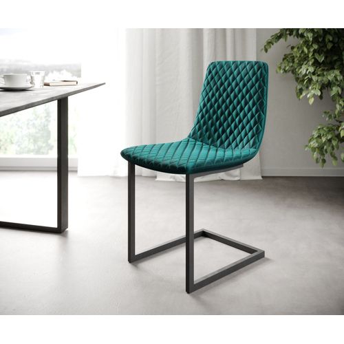 L'ensemble-De-4-Chaises Novi-Adesso Pétrole Velours Cantilever