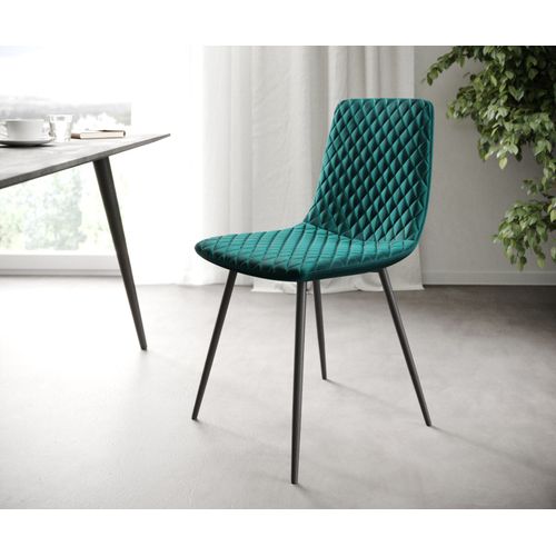 L'ensemble-De-4-Chaises Novi-Adesso Pétrole Velours 4-Pieds