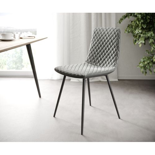 L'ensemble-De-4-Chaises Novi-Adesso Gris Clair Velours 4-Pieds