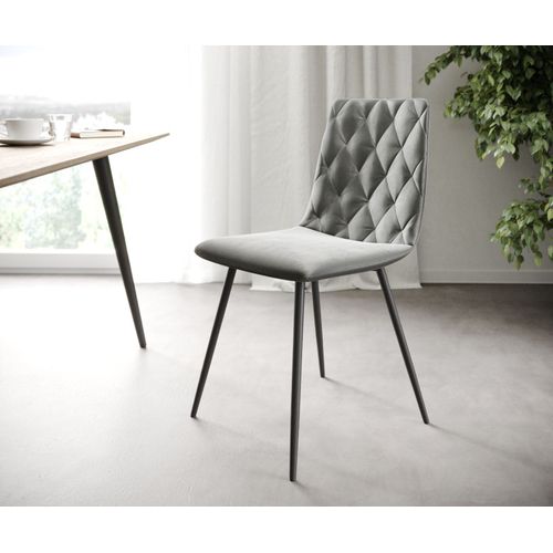 L'ensemble-De-4-Chaises Trado-Adesso Gris Clair Velours 4-Pieds