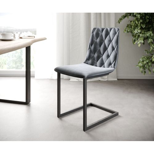 L'ensemble-De-4-Chaises Trado-Adesso Gris Velours Cantilever