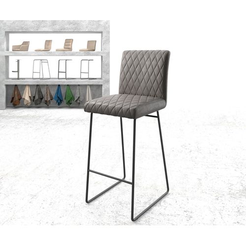 Chaise-De-Bar Earnest-Flex Piqué En Diamant Cadre À Patins Métal Anthracite Vintage