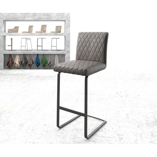 Chaise-De-Bar Earnest-Flex Piqu? En Diamant Chaise Cantilever M?Tal Plat Anthracite Vintage
